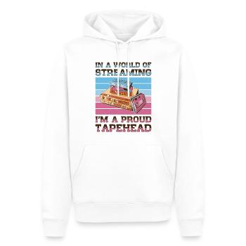 Cinéphile Vintage Rétro Vhs Cassette 80s 90s - Sweat à capuche Premium bio Homme - blanc - Devant - Nico (187cm)