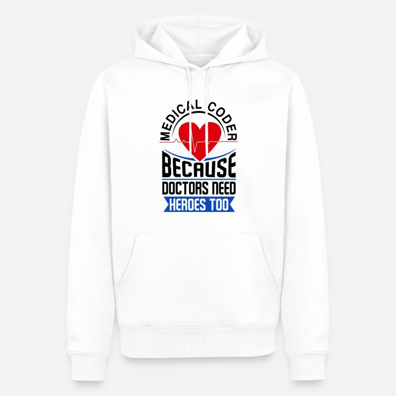 Codeur médical Profession Médical - Sweat à capuche Premium bio Homme - blanc