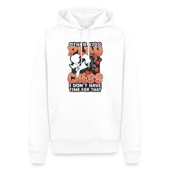 Andere Kinder spielen Schach, ich habe keine Zeit für sie - Männer Premium Bio Hoodie - Weiß - Vorne - Nico (187cm)