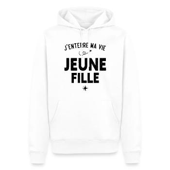 Ma Vie de Jeune Fille Cadeau EVJF Humour Drôle - Sweat à capuche Premium bio Homme - blanc - Devant - Nico (187cm)
