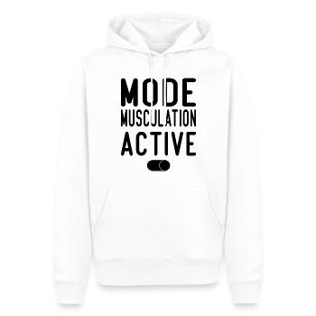 Mode Musculation Activé | Idée Cadeau - Sweat à capuche Premium bio Homme - blanc - Devant - Nico (187cm)