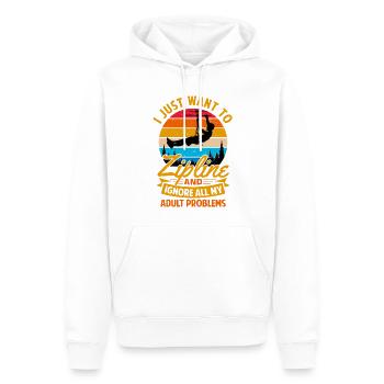 Tyrolienne, Sports extrêmes, À thème, Unique - Sweat à capuche Premium bio Homme - blanc - Devant - Nico (187cm)