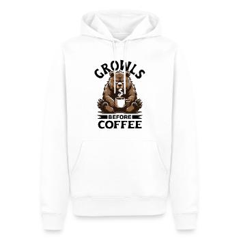 Grumpy bear with coffee - Men’s Premium Organic Hoodie - white - Front - Nico (187cm)