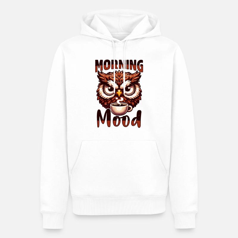 Mürrische Eule Mit Kaffee - Männer Premium Bio Hoodie - Weiß