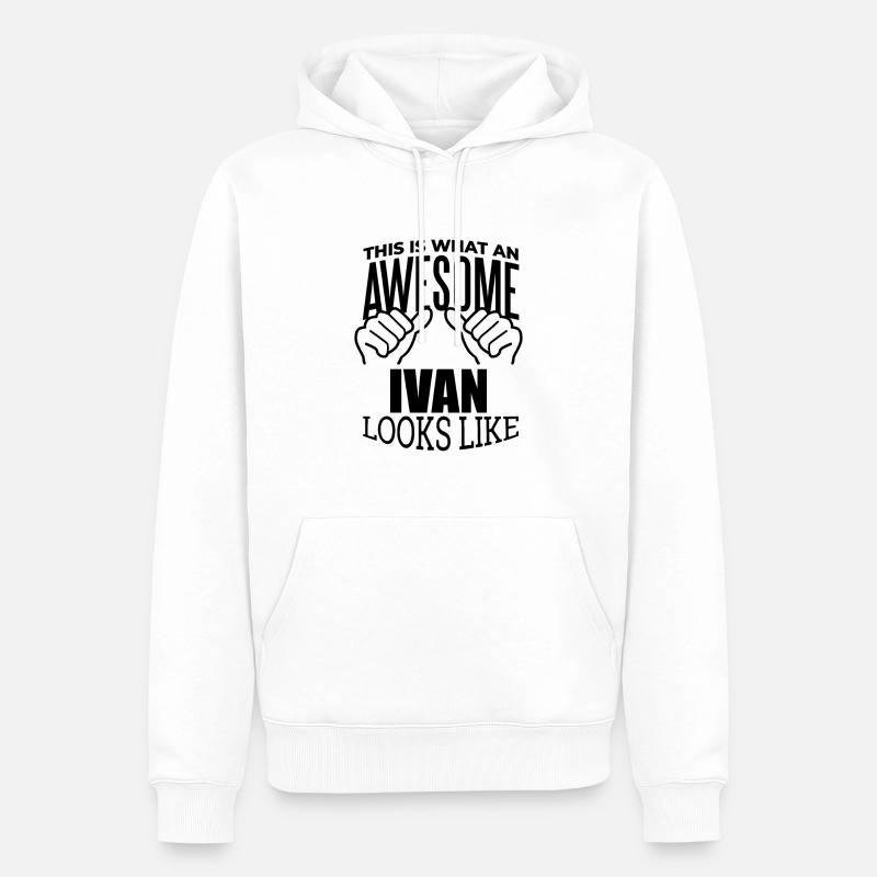 Ivan - Sweat à capuche Premium bio Homme - blanc