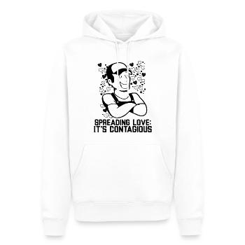 Répandre l’amour : c’est contagieux - Sweat à capuche Premium bio Homme - blanc - Devant - Nico (187cm)