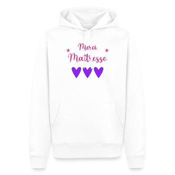 MAÎTRESSE. MERCI. MERCI MAÎTRESSE - Sweat à capuche Premium bio Homme - blanc - Devant - Nico (187cm)