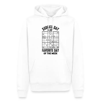Witziger Sudoku Spruch - Männer Premium Bio Hoodie - Weiß - Vorne - Nico (187cm)