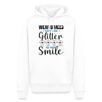 Witziger Zahnspangen Spruch - Männer Premium Bio Hoodie - Weiß - Vorne - Nico (187cm)