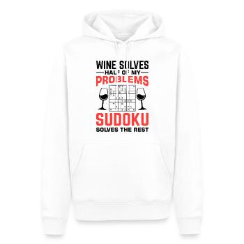 Witziger Sudoku Spruch - Männer Premium Bio Hoodie - Weiß - Vorne - Nico (187cm)