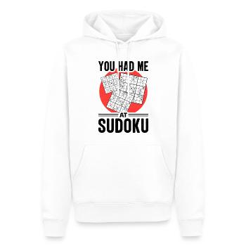 Witziger Sudoku Spruch - Männer Premium Bio Hoodie - Weiß - Vorne - Nico (187cm)