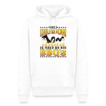 Dieser Drache wird von großen Grills befeuert - Männer Premium Bio Hoodie - Weiß - Vorne - Nico (187cm)