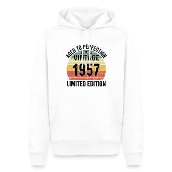 Vieilli à la perfection Vintage 1957 Edition Limitée - Sweat à capuche Premium bio Homme - blanc - Devant - Nico (187cm)