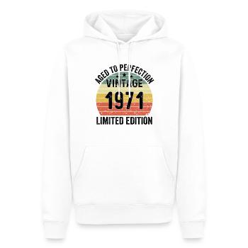 Aged To Perfection Vintage 1971 Limited Edition - Männer Premium Bio Hoodie - Weiß - Vorne - Nico (187cm)