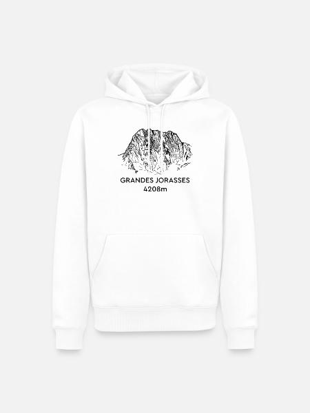 Grandes Jorasses, Høje bjerge, Mont-Blanc, Bjerg - Herre Premium økologisk hoodie - hvid