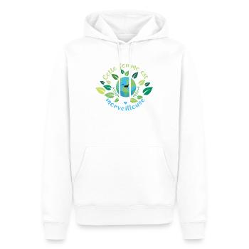 Diese Frau ist wunderbar, sie liebt den Planeten - Männer Premium Bio Hoodie - Weiß - Vorne - Nico (187cm)