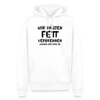 Wir müssen Fett verbrennen, schmeiss den Grill an - Männer Premium Bio Hoodie - Weiß - Vorne - Nico (187cm)