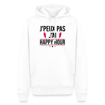 J’peux pas j’ai happy hour Humour Apéro - Sweat à capuche Premium bio Homme - blanc - Devant - Nico (187cm)
