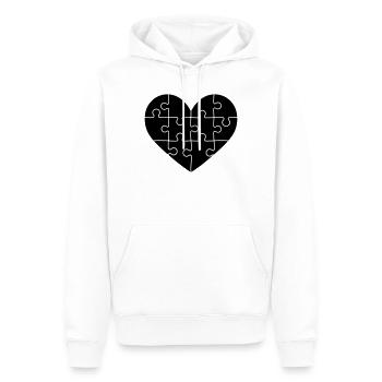 Cœur de puzzle – Conception de symboles de connexion et d’amour - Sweat à capuche Premium bio Homme - blanc - Devant - Nico (187cm)