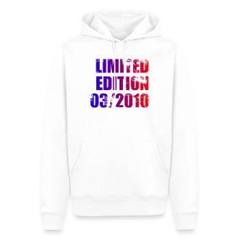 16e anniversaire Édition Limitée 03/2010 - Sweat à capuche Premium bio Homme - blanc - Devant - Nico (187cm)