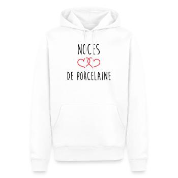 porcelain wedding 20 years of love - Men’s Premium Organic Hoodie - white - Front - Nico (187cm)