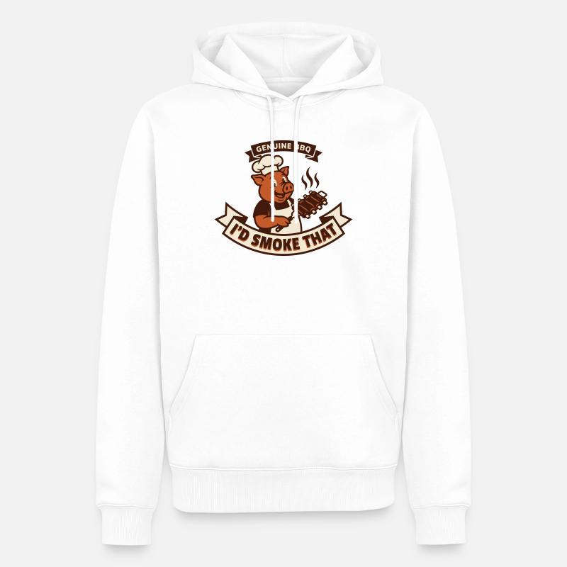 Pig Pitmaster BBQ Rubs und Rippchen - Männer Premium Bio Hoodie - Weiß