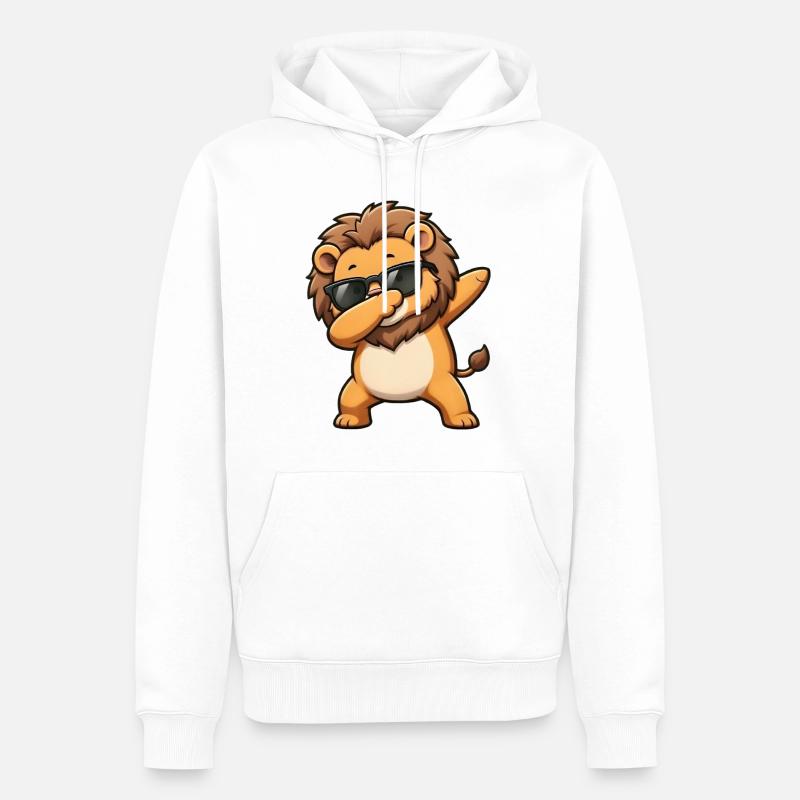 Dabbing Löwe - Männer Premium Bio Hoodie - Weiß