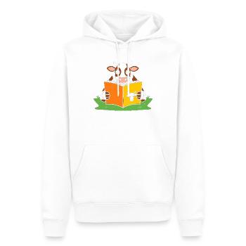 Lese-Kuh im Farbband - Männer Premium Bio Hoodie - Weiß - Vorne - Nico (187cm)