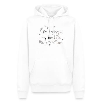 Ich geb’ mein Bestes – Handschrift - Männer Premium Bio Hoodie - Weiß - Vorne - Nico (187cm)