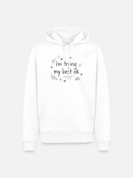 I do my best – handwriting - Men’s Premium Organic Hoodie - white