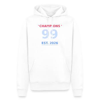 Champions 99 EST 2026 - Männer Premium Bio Hoodie - Weiß - Vorne - Nico (187cm)