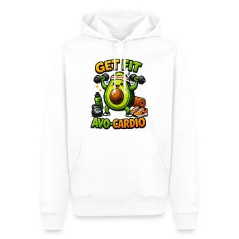 AVO-CARDIO – Avocado in Training - Männer Premium Bio Hoodie - Weiß - Vorne - Nico (187cm)