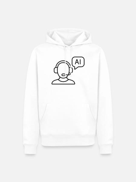 KI-Sprachassistenten-Leitungssymbol - Männer Premium Bio Hoodie - Weiß