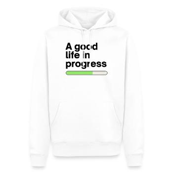 A good life in progress - Männer Premium Bio Hoodie - Weiß - Vorne - Nico (187cm)