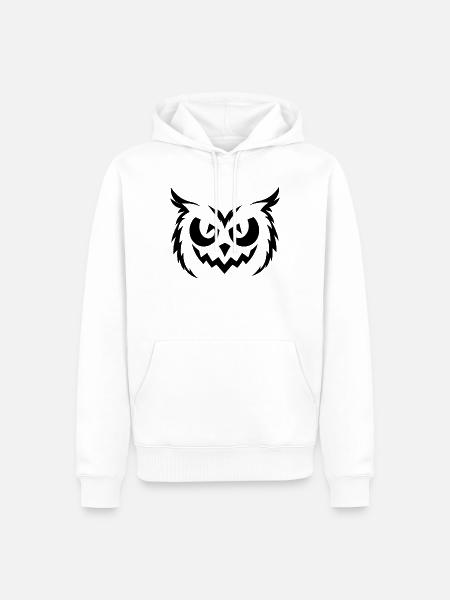 Halloween Eule – Spooky Owl Face - Männer Premium Bio Hoodie - Weiß