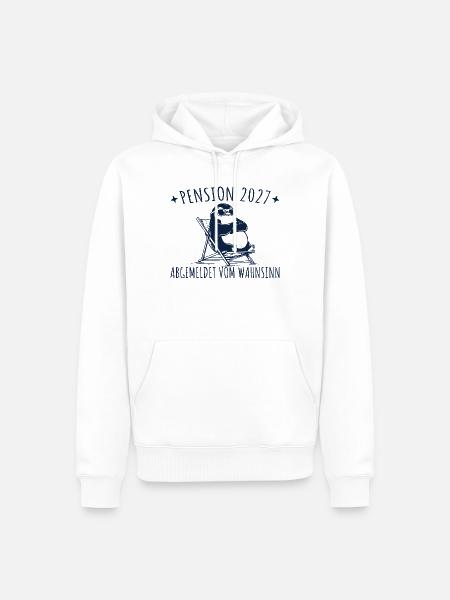 Pension 2027 Abgemeldet vom Wahnsinn - Männer Premium Bio Hoodie - Weiß