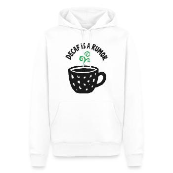 Kaffeehumor – Decaf Is a Rumor - Männer Premium Bio Hoodie - Weiß - Vorne - Nico (187cm)