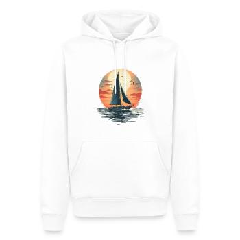 Sailboat at sunset, sea and seagulls - Men’s Premium Organic Hoodie - white - Front - Nico (187cm)