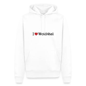 i love woid4tel - ich liebe das Waldviertel - Männer Premium Bio Hoodie - Weiß - Vorne - Nico (187cm)