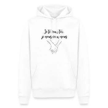 Je te veux toi, je nous veux nous - Sweat à capuche Premium bio Homme - blanc - Devant - Nico (187cm)