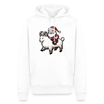 Chèvre de montagne Père Noël dessin animé - Sweat à capuche Premium bio Homme - blanc - Devant - Nico (187cm)