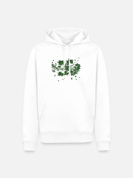 Efeu Silhouette Scherenschnitt - Männer Premium Bio Hoodie - Weiß