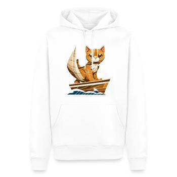 segelt mit Segelboot, Gestreiftes und Abstraktes - Männer Premium Bio Hoodie - Weiß - Vorne - Nico (187cm)
