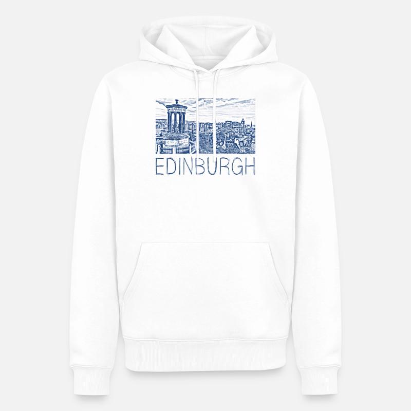 Stiftzeichnung Edinburgh - Männer Premium Bio Hoodie - Weiß