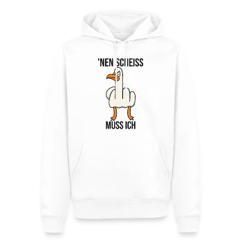 Nen Scheiss muss ich frecher Spruch Mittelfinger - Männer Premium Bio Hoodie - Weiß - Vorne - Nico (187cm)