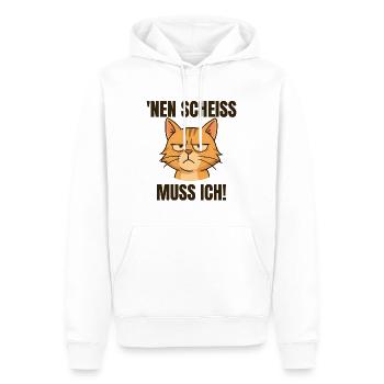 Lustige Katze mit frechem Spruch 'nen Scheiss - Männer Premium Bio Hoodie - Weiß - Vorne - Nico (187cm)
