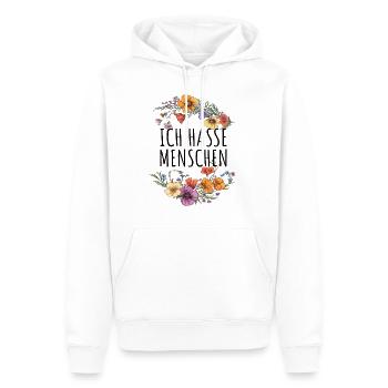 Je déteste les gens fleurs - Sweat à capuche Premium bio Homme - blanc - Devant - Nico (187cm)