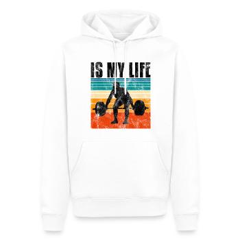 Bodybuilding is my life Bodybuilder GYM Kraftsport - Männer Premium Bio Hoodie - Weiß - Vorne - Nico (187cm)