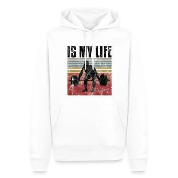 Bodybuilding is my life Bodybuilder GYM Kraftsport - Männer Premium Bio Hoodie - Weiß - Vorne - Nico (187cm)