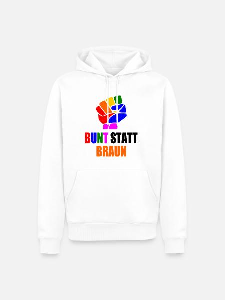 bunt statt braun - Männer Premium Bio Hoodie - Weiß